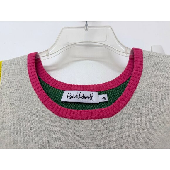 Rachel Antonoff Rainbow Chard Shell Sweater Tank Vest Cropped Lettuce Leaf L - Picture 3 of 12